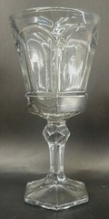 4 Virginia Smokey Grey by Fostoria Hexagon Wine Goblets 1980s u-12E