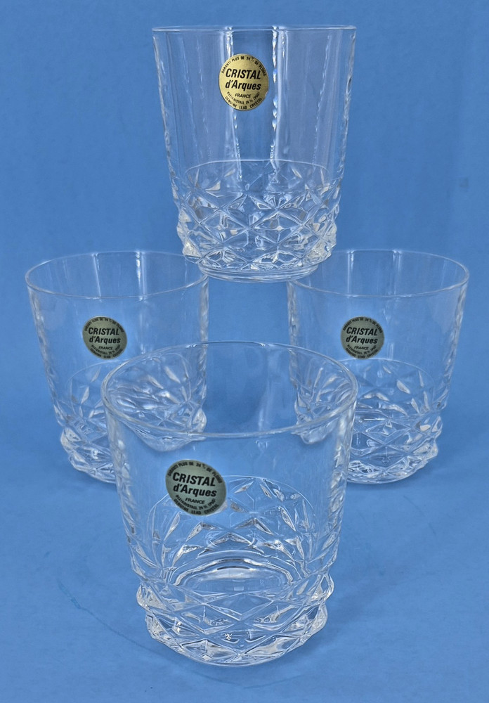 Crystal D’arque Vintage set of 4 small crystal whisky tumblers made in France