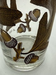 M Petti Glasses Set 4 Oak Leaf & Acorn Set 4 Tumbler High Ball Rare Signed MCM