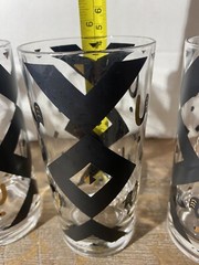 5 Fred Press Highball Glasses Tumblers MCM Black Gold Diamond Geometric
