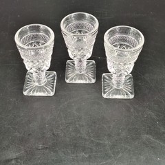 3 Vtg Imperial Glass Cape Cod Clear Low Water Goblet MCM Footed Stemmed 3.75″