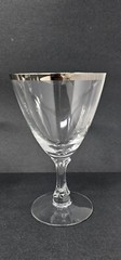 Set Of 8 Fostoria Wedding Ring Crystal 6-1/4″ Water Goblets With Platinum Trim