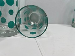 Set of 10 Turquoise Polka Dot Drinking Glasses almost match South Beach dishes