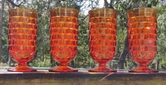 Indiana Glass Colony Whitehall Amber Punchbowl Glasses Set of 4 – 5.25 Inches