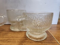 3 Vintage Indiana Glass Crystal Ice Tree Bark Footed Barware Mix Lot