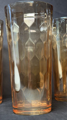 Vintage Jeannette Hex Optic/Honeycomb Peach Luster Carnival Glasses Set of 6