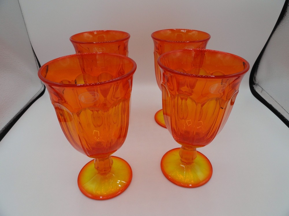 Noritake Provincial Orange Iced Tea Goblets Glasses Set Of 4 Japan