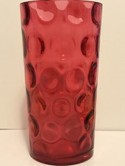 Victorian TALL Cranberry Coin Dot Tumbler = 5 3/8″ approx