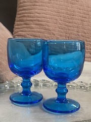 Imperial Glass Hoffman House Antique Blue Wine Glass Pair (2a) 4 5/8 Inch
