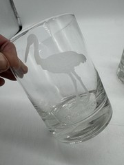 Set of 3 Vtg Georg Jensen Horchow Etched Animal Rocks Glasses Cheetah Crane Oryx