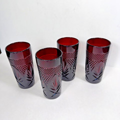 Luminarc Cristal D’Arques Durand Antique Ruby Red Set of 4 Tumblers Glass France