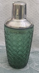 Victorian Trading Buttons & Bows Martini Shaker & 4 Olive Picks Glass 4C