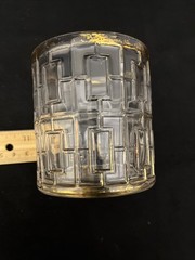 Lot Of 6 Imperial Glass 22K Gold Shoji Trellis Short Tumbler Glasses 3.5″ 1960s