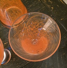 4 Piece Dansk Orange Twist Glassware Pitcher Martini Glasses Handblown Sticker