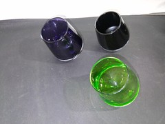 Vintage Roly Poly Shot Glasses Schnapps Cups Mugs Green Purple Black Set of 3