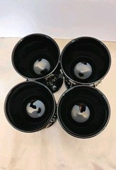 Indiana Tiara Black Glass Diamond Point Goblet, Vintage USA, Set Of 4