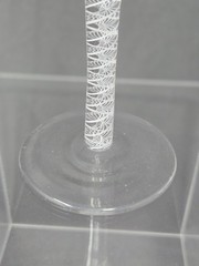 19th C. Bohemian Double White Air Twist Stem Wine Glass