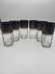 Vintage Silver Fade Vitreon Queen’s Lusterware High Ball/Iced Tea Tumblers MCM 6