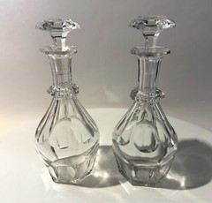 Pair Antique, Vintage Baccarat Crystal Decanters Harcourt 1841