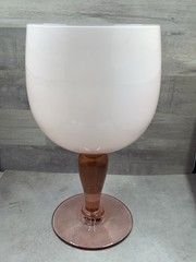 Vintage Carlo Moretti Murano Cased White Pink Blush Wine Glass 10” Italy