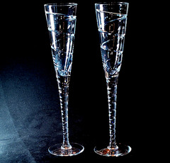 GODINGER SPIRAL CHAMPAGNE TOASTING FLUTES, Cut Lead Crystal, 12″, 2PCS