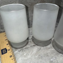 Vintage White Frosted Footed Glass Goblet 6” MCM