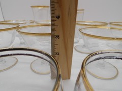 Mixed Lot of Vintage Gold Trim Glasses Glassware, Various Shapes