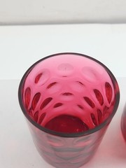 Fenton Coin Dot Optic Cranberry Glass 3.75″ Tumbler Set of two