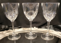 3 RCR Royal Crystal Rock MAGNOLIA Swag Cut Fine Crystal Wine Goblets Glasses Set