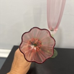 Abbott Collection Flower Shaped Pink Champagne Flutes Set of 2 10in *read