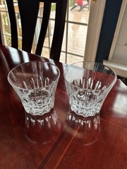 PAIR OF BACCARAT ETNA CRYSTAL LARGE DOUBLE OLD FASHIONED GLASSES WITH CHIP