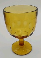 Bartlett Collins Amber Thumbprint Footed Stemmed Water Goblet Set of 4