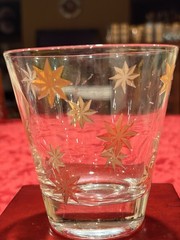Retro Vintage Jeannette Glass Atomic Gold Starburst Tumblers MCM Set/3 Ex Cond