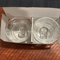 Brooks Brothers double old-fashioned whiskey glasses Set Of 4 Rare Skull
