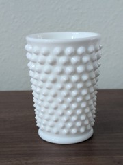 Vintage Hobnail Milk Glass Tumbler Juice or Pencil Holder Storage 4.25”
