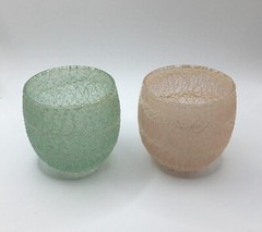 Vintage Color Craft Mid Century Spaghetti Ware Roly Poly Glasses