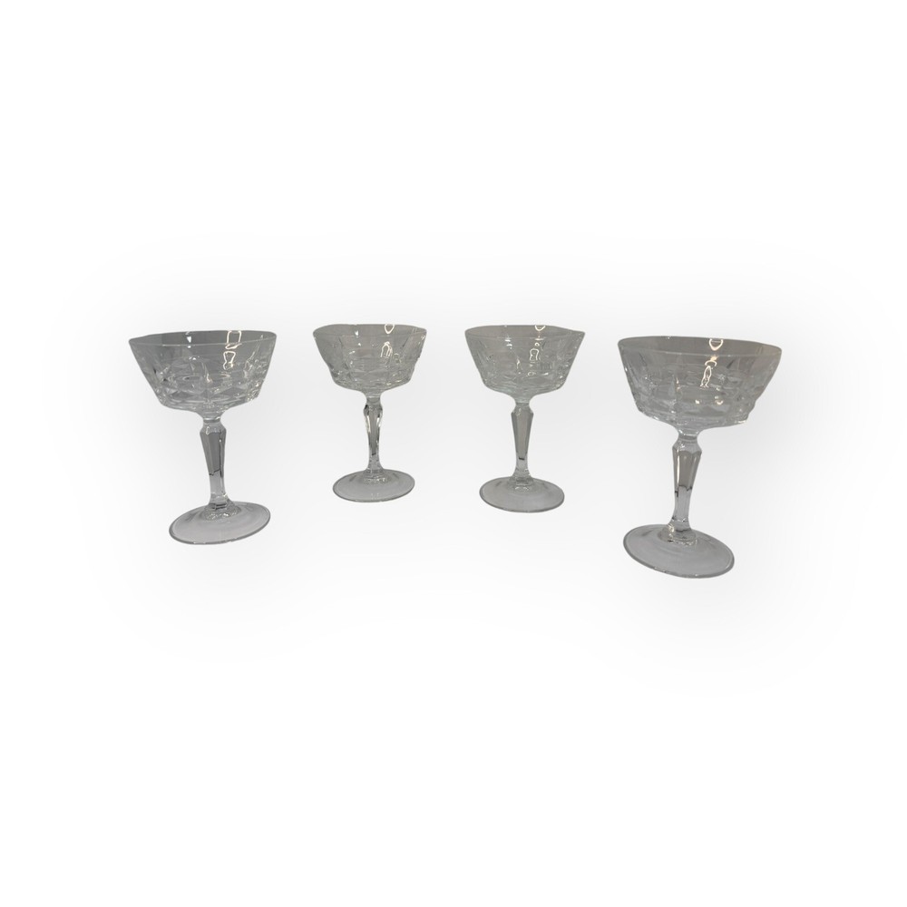 Vintage Set of 4 Cherbourg 24% French Lead Crystal Champagne/Sherbet