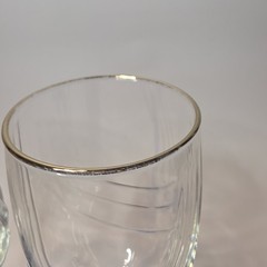 6 Lenox Crystal Wine Glasses Cobalt Blue Stemmed Dual Swag Draped Gold Rim 1980s