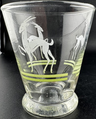 Vintage Mid‑Century Glass Tumbler – Frosted Gazelle Design – Art Deco Style