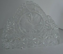 Vintage Hofbauer Byrdes Collection Lead Crystal Napkin Holder w/ Etched Birds