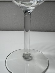 Clear Glass Stemmed Wine Goblet, Etched Floral Pattern Drinking Glass