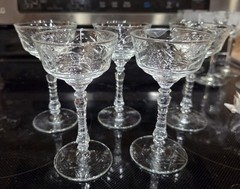 Vintage Libbey Rock Sharpe Arctic Rose Champagne/Tall Cocktail 6 1/8″ Set of 5