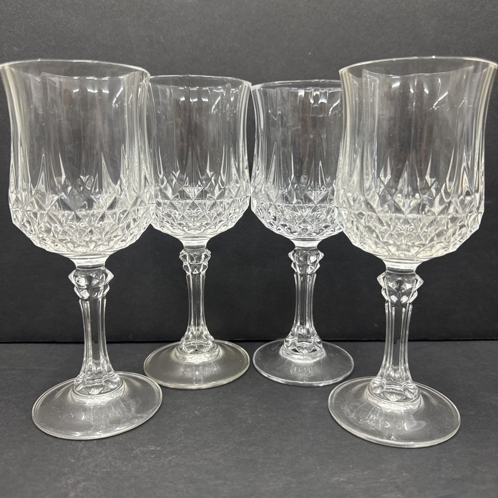 Cristal d’Arques Set of Four Longchamp 6oz Stemmed Footed Goblet Glasses