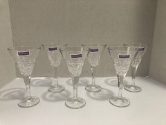 6 Waterford Crystal Marquis Cordial Glasses Set Elegant Clear Cut Etch Stemware