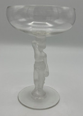 Crystal Frosted Nude Male Bacchus Champagne Glass Figural Stemware Artes Ltd