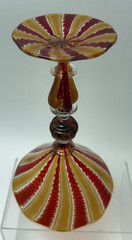 Kenny Ken PIEPER NC Art Glass Studio Cane Martini Goblet Signed 2007 Latticcino
