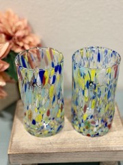 Alessandro Coppola Murano Multicolor Confetti Glass Tumblers Set – 2 Italy 5.8”