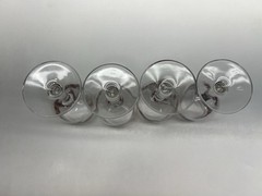 Culver Cranberry Scroll Panel Wine Glasses Set Of 4 MCM Vintage 22KT Gold Trim