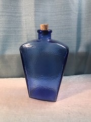 Vintage Libbey Cobalt Blue 9″ Decorative Flask Canadian Original Cork Dimpled