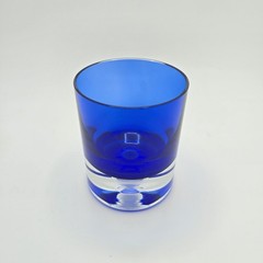 Vintage Block Crystal Stockholm Cobalt Blue Old Fashioned Tumbler Bubble Base